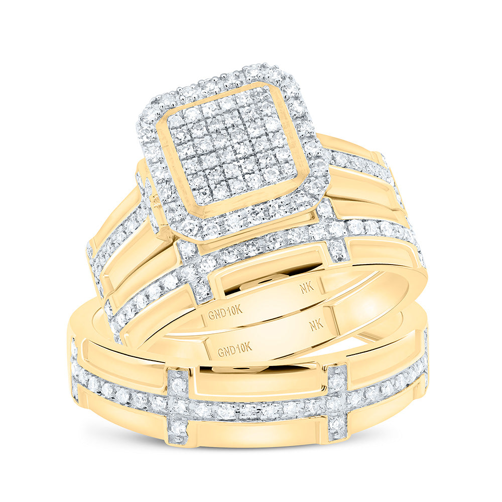 5/8CTW-NAT DIA NK FASHION SQUARE TRIO SET Daisy Joyeria
