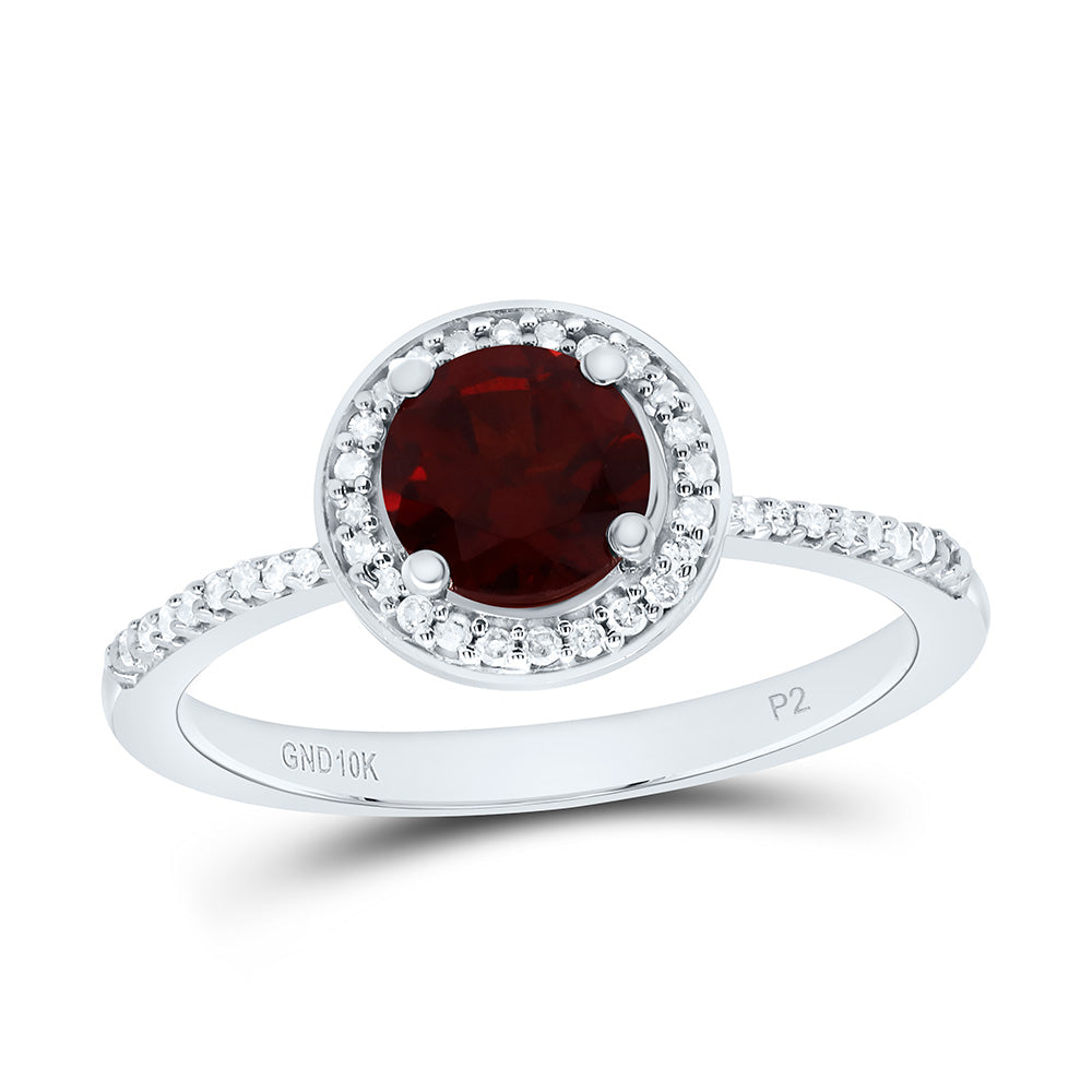 1/8CTW-NAT DIA P2  6MM RD-GARNET SYNTHETIC RING Daisy Joyeria