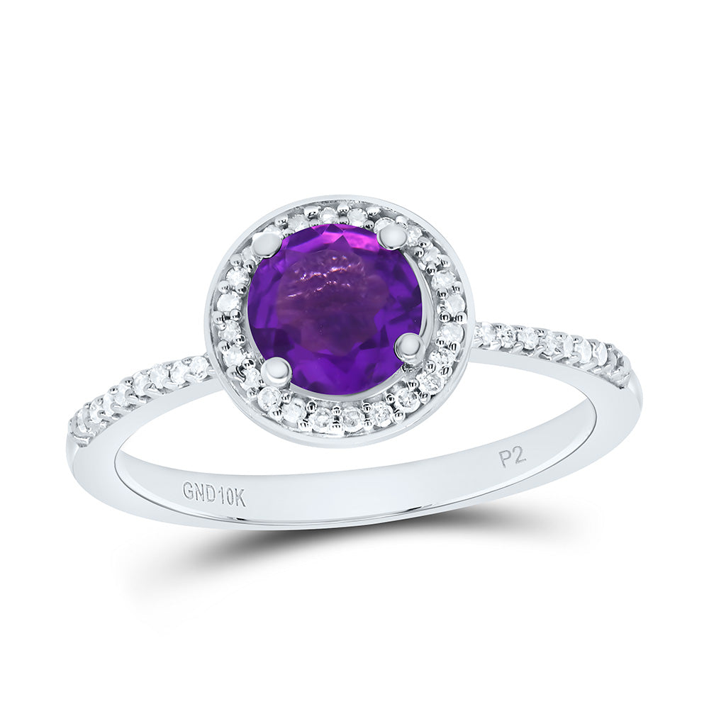 1/8CTW-NAT DIA P2 6MM RD-AMETHYST SYNTHETIC RING Daisy Joyeria