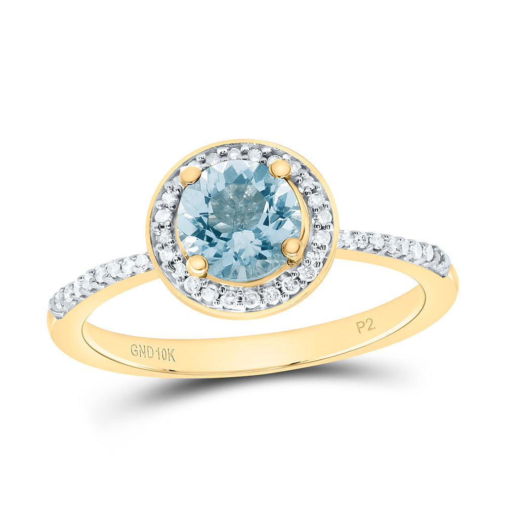 1/8CTW-NAT DIA P2 6MM RD-AQUAMARINE SYNTHETIC RING Daisy Joyeria