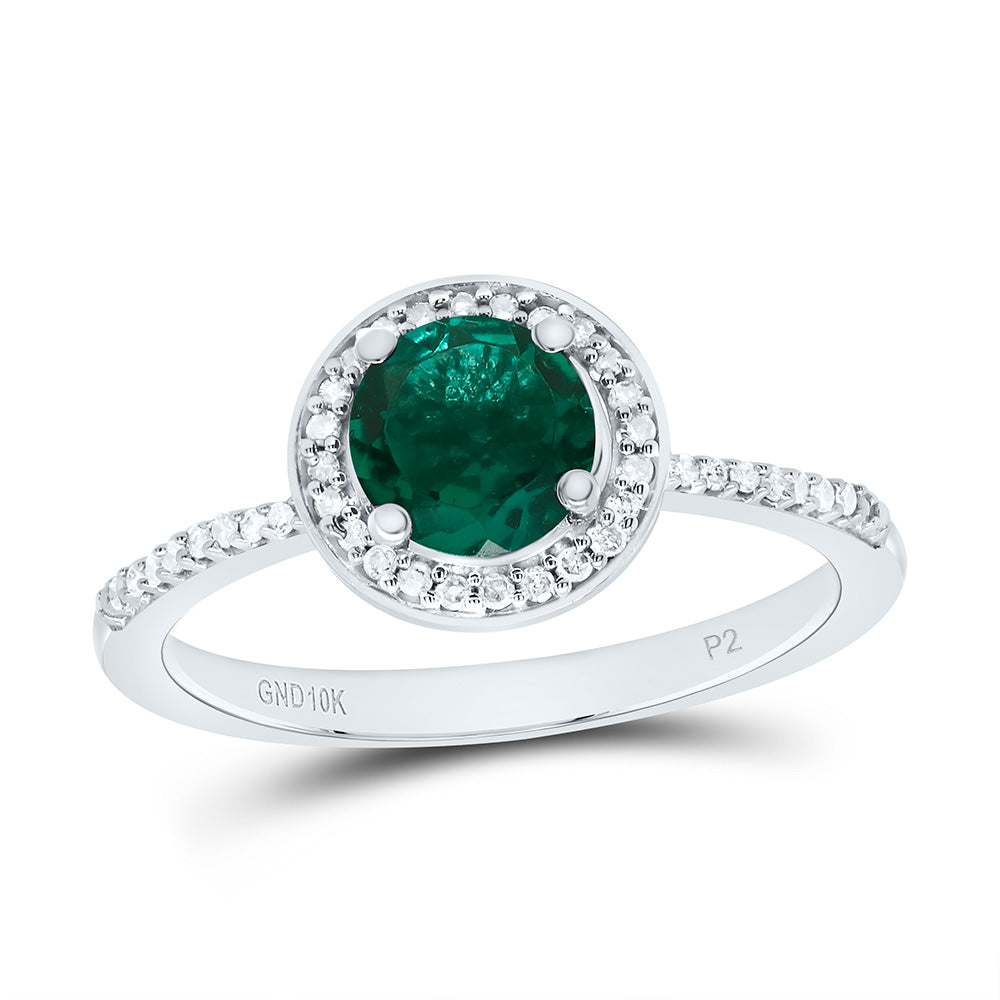 1/8CTW-NAT DIA P2 6MM RD-EMERALD SYNTHETIC RING Daisy Joyeria