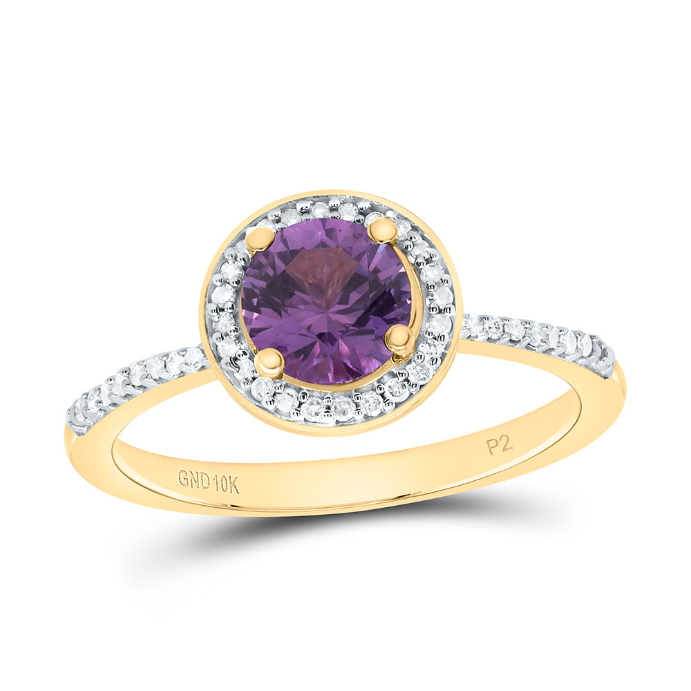 1/8CTW-NAT DIA P2 6MM RD-ALEXANDRITE SYNTHETIC RING Daisy Joyeria