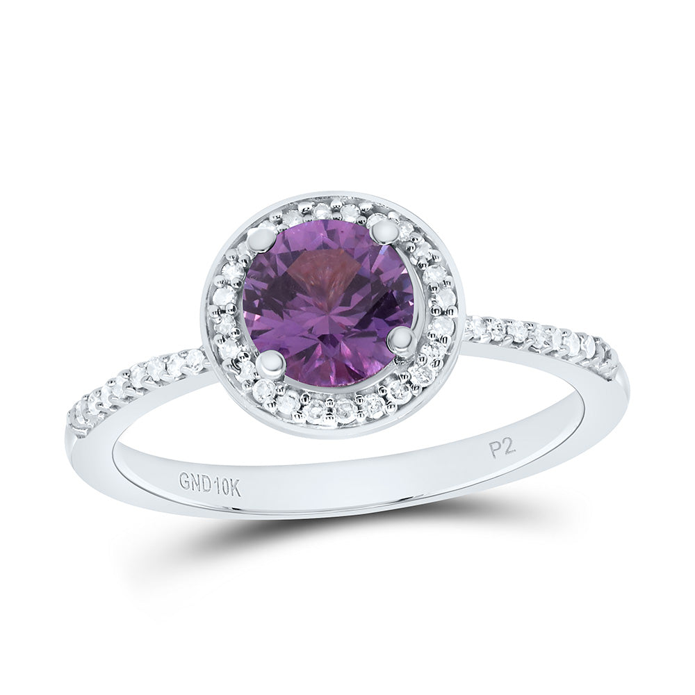 1/8CTW-NAT DIA P2 6MM RD-ALEXANDRITE SYNTHETIC RING Daisy Joyeria
