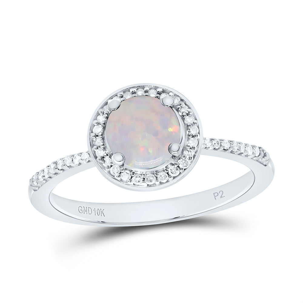1/8CTW-NAT DIA P2 6MM RD-OPAL SYNTHETIC RING Daisy Joyeria