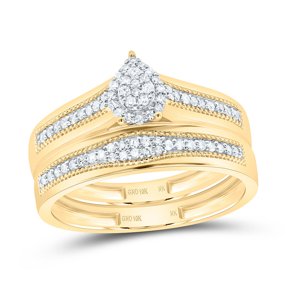 3/8CTW-NAT DIA NK PEAR TRIO SET Daisy Joyeria