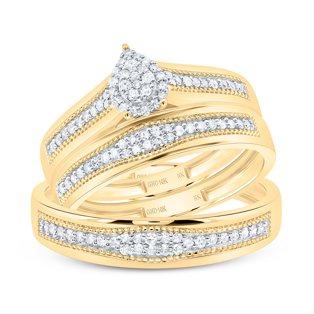 3/8CTW-NAT DIA NK PEAR TRIO SET Daisy Joyeria