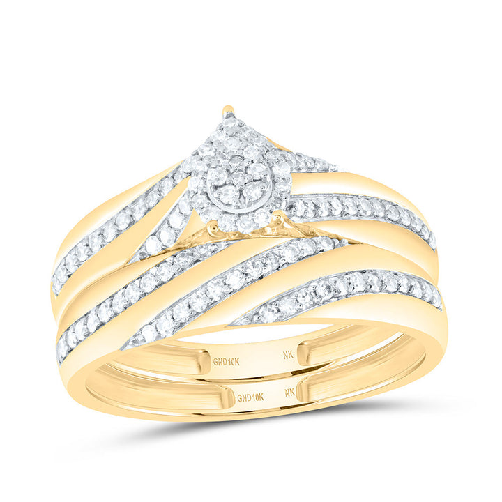1/2CTW-NAT DIA NK PEAR TRIO SET Daisy Joyeria