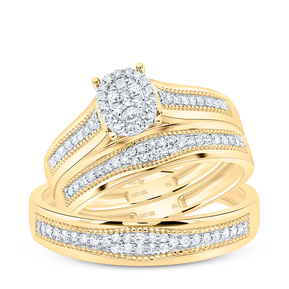 3/8CTW-NAT DIA NK OVAL TRIO SET Daisy Joyeria