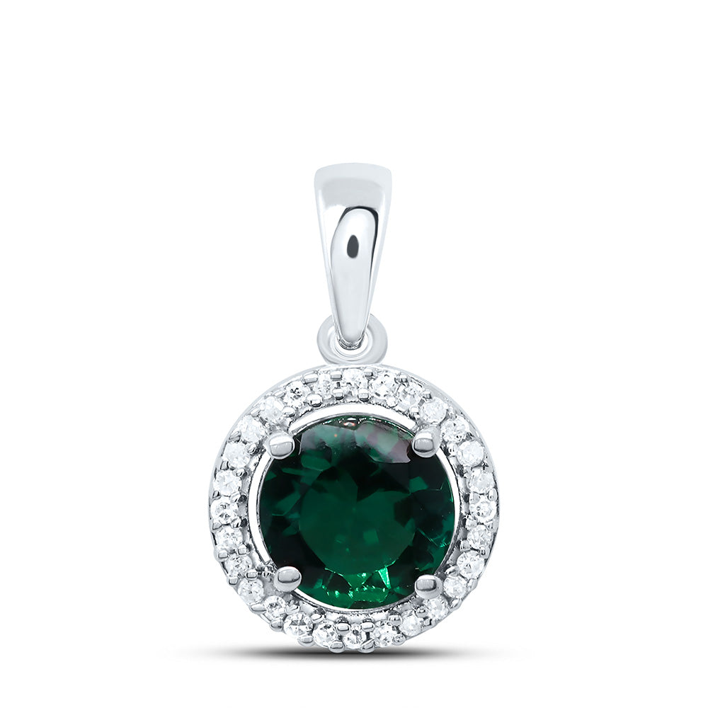 1/12CTW-NAT DIA P2 6MM RD-EMERALD SYNTHETIC PENDANT Daisy Joyeria