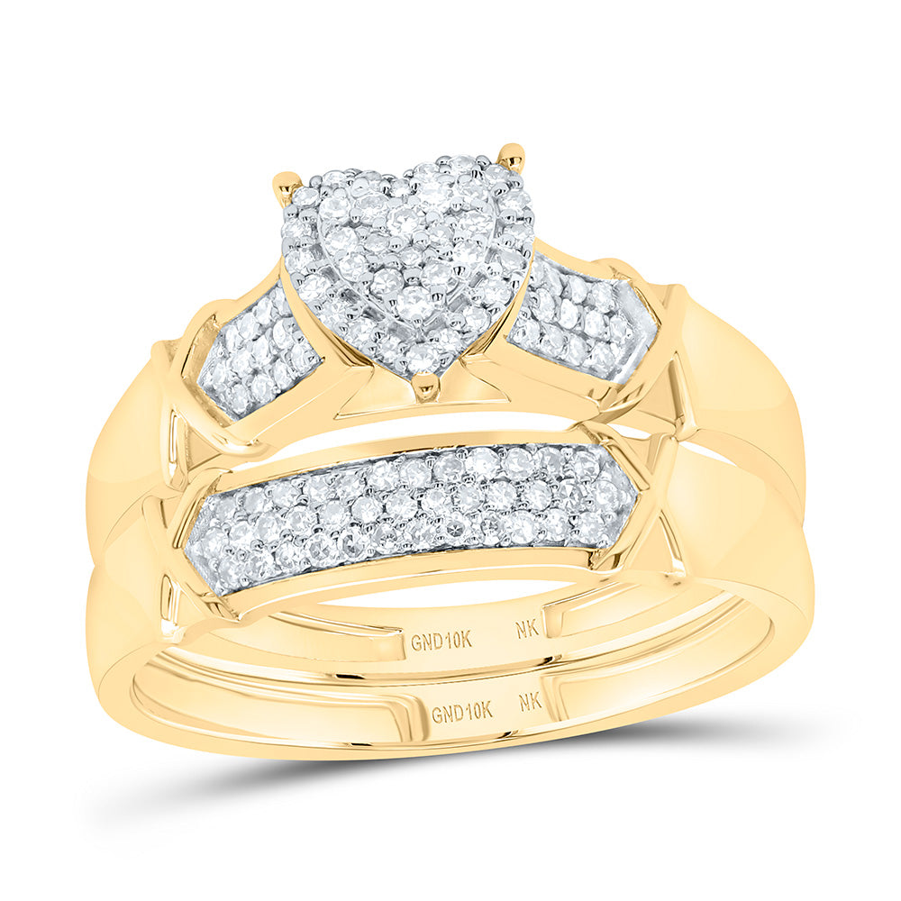 3/8CTW-NAT DIA NK HEART TRIO SET Daisy Joyeria