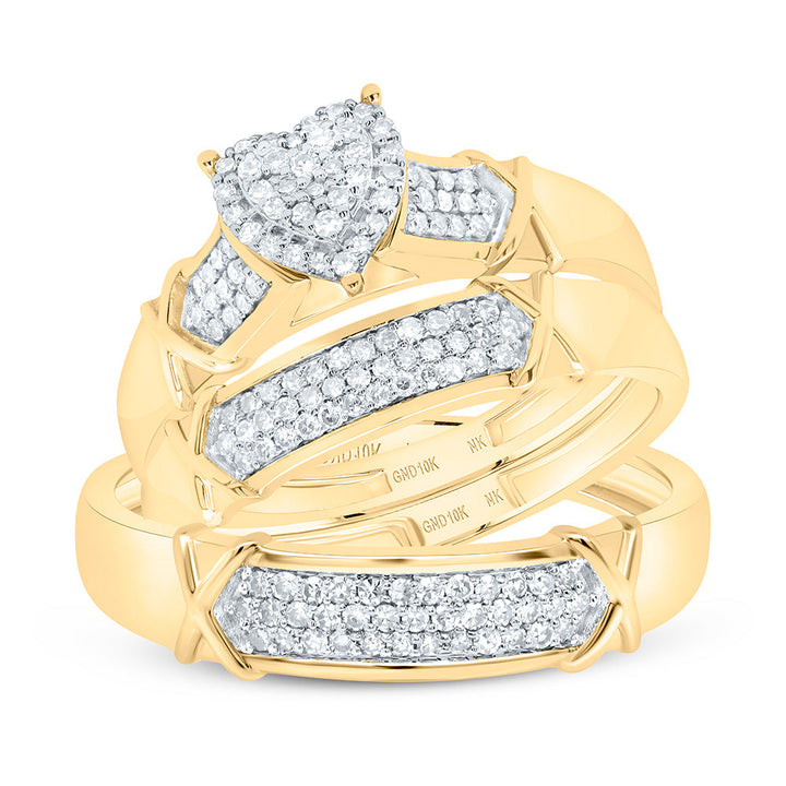 3/8CTW-NAT DIA NK HEART TRIO SET Daisy Joyeria