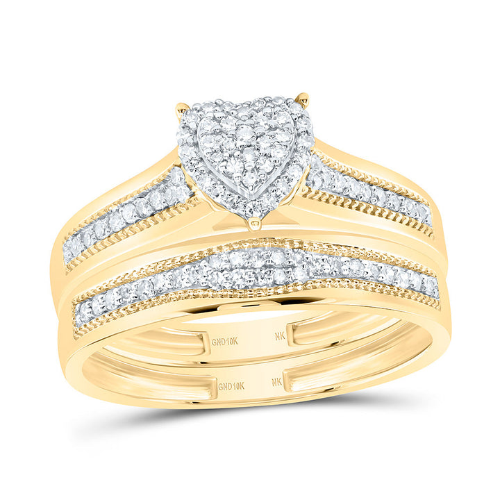 3/8CTW-NAT DIA NK HEART TRIO SET Daisy Joyeria
