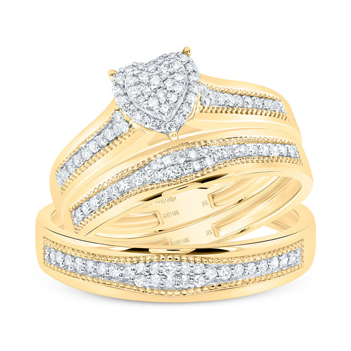 3/8CTW-NAT DIA NK HEART TRIO SET Daisy Joyeria