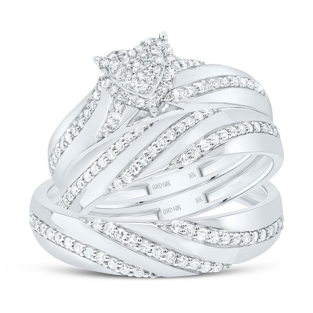 1/2CTW-NAT DIA NK HEART TRIO SET Daisy Joyeria
