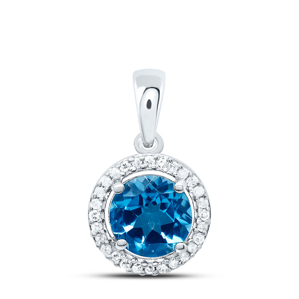 1/12CTW-NAT DIA P2 6MM RD-BLUE TOPAZ SYNTHETIC PENDANT Daisy Joyeria