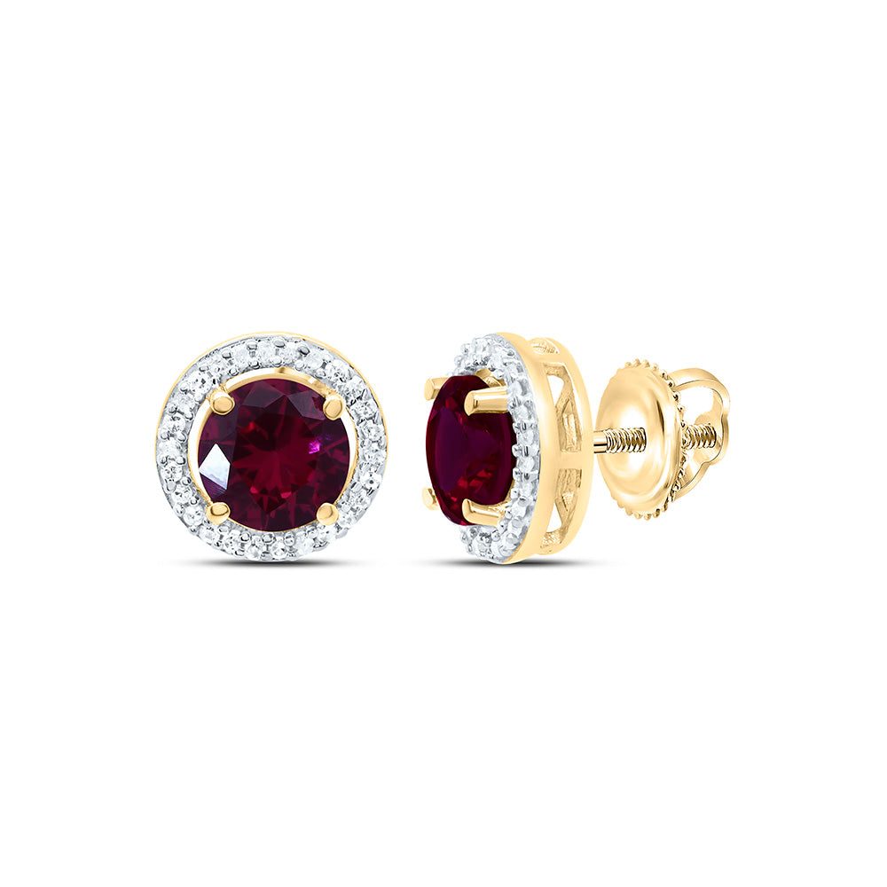 1/10CTW-NAT DIA P2 5MM RD-RUBY SYNTHETIC EARRING Daisy Joyeria