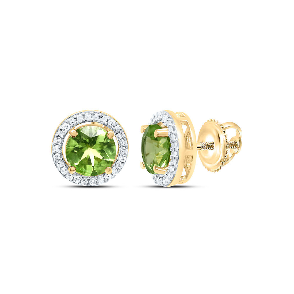 1/10CTW-NAT DIA P2 5MM RD-PERIDOT SYNTHETIC EARRING Daisy Joyeria