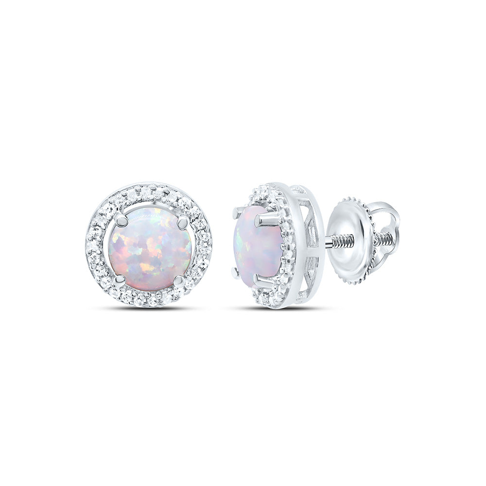1/10CTW-NAT DIA P2 5MM RD-OPAL SYNTHETIC EARRING Daisy Joyeria