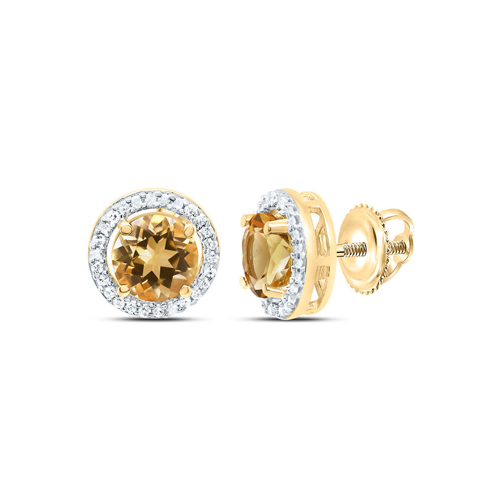 1/10CTW-NAT DIA P2 5MM RD-CITRINE SYNTHETIC EARRING Daisy Joyeria