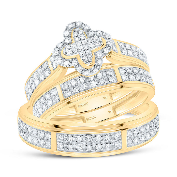 1/2CTW-NAT DIA NK FASHION CLOVER TRIO SET Daisy Joyeria