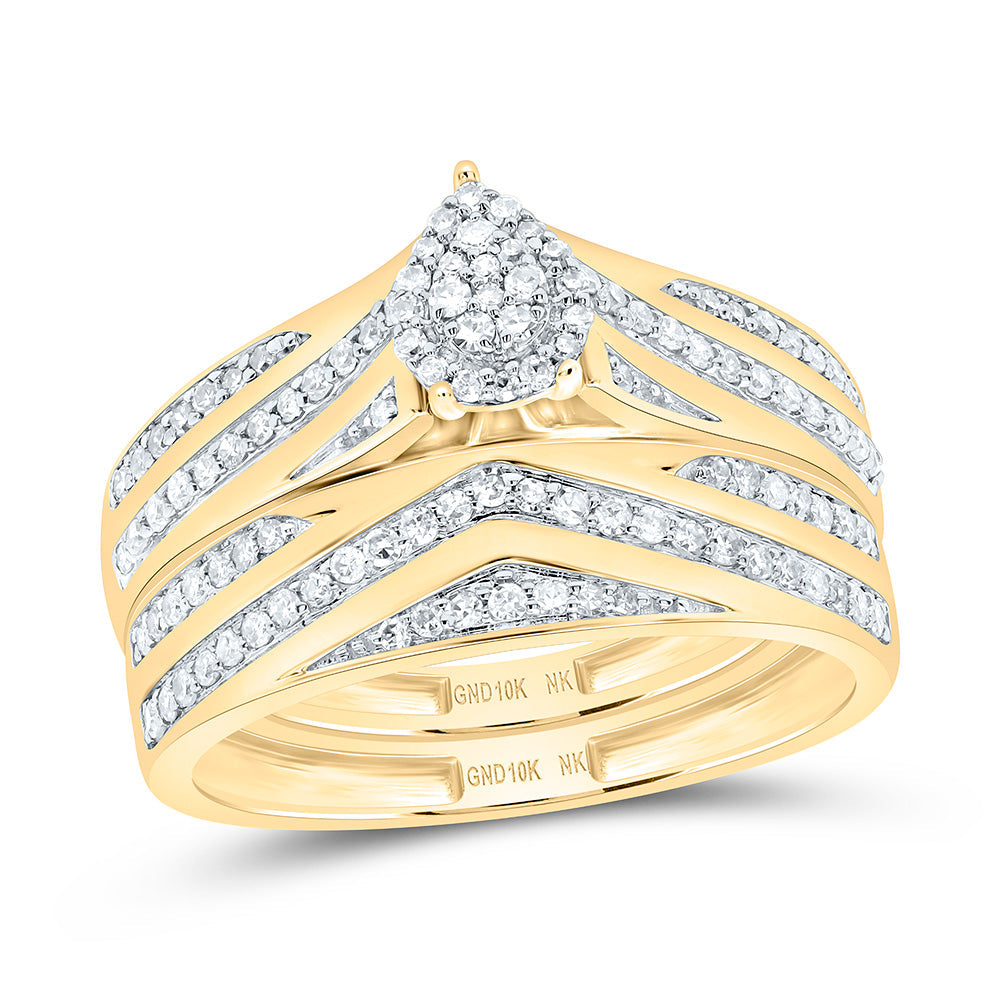 5/8CTW-NAT DIA NK FASHION PEAR TRIO SET Daisy Joyeria