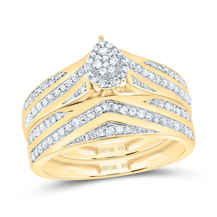 5/8CTW-NAT DIA NK FASHION PEAR TRIO SET Daisy Joyeria