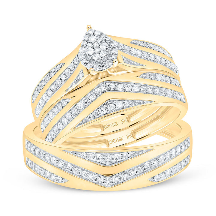 5/8CTW-NAT DIA NK FASHION PEAR TRIO SET Daisy Joyeria