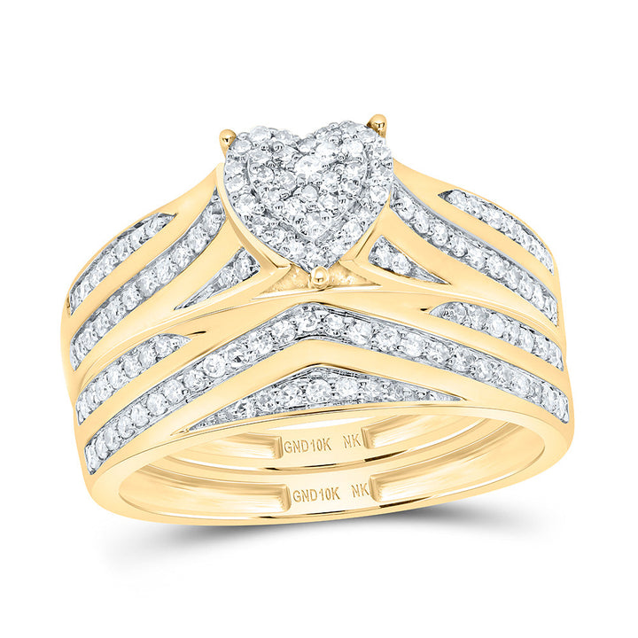 5/8CTW-NAT DIA NK FASHION HEART TRIO SET Daisy Joyeria