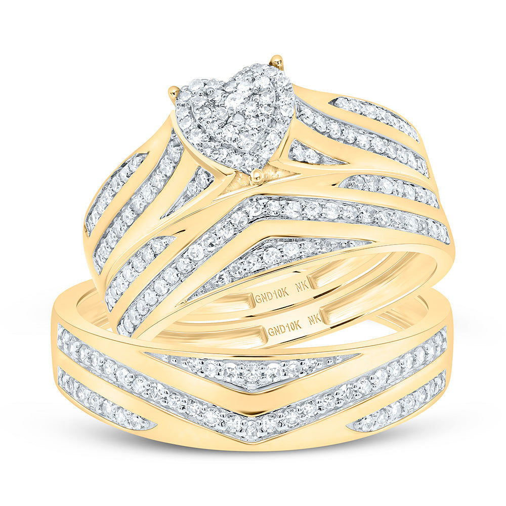 5/8CTW-NAT DIA NK FASHION HEART TRIO SET Daisy Joyeria