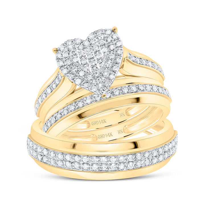 1/2CTW-NAT DIA NK FASHION HEART TRIO SET Daisy Joyeria