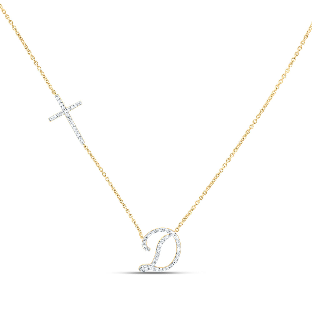 1/4CTW-NAT DIA NK GIFT INITIAL "D" CROSS NECKLACE (18 INCH) Daisy Joyeria