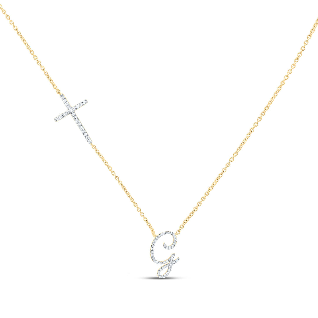 1/4CTW-NAT DIA NK GIFT INITIAL "G" CROSS NECKLACE (18 INCH) Daisy Joyeria