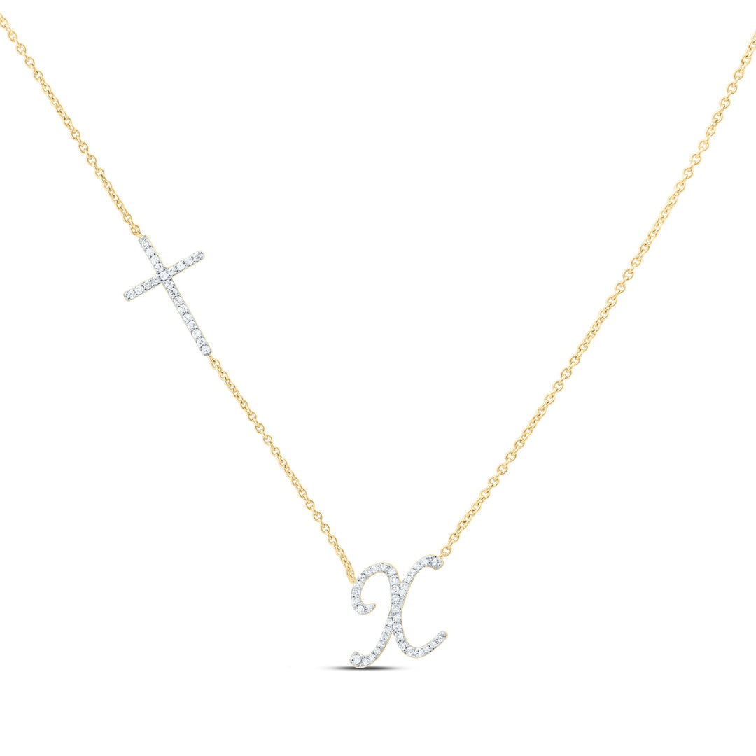 1/4CTW-NAT DIA NK GIFT INITIAL "X" CROSS NECKLACE (18 INCH) Daisy Joyeria