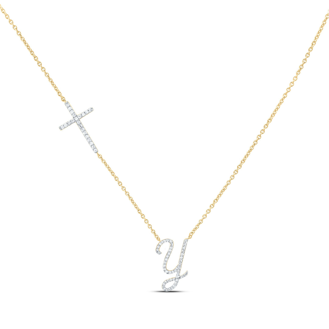 1/3CTW-NAT DIA NK GIFT INITIAL "Y" CROSS NECKLACE (18 INCH) Daisy Joyeria