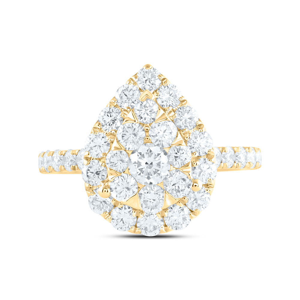1 7/8CTW-NAT DIA ANA M ELITE 1/4CTW-CRD PEAR SINGLE HALO BRIDAL RING Daisy Joyeria