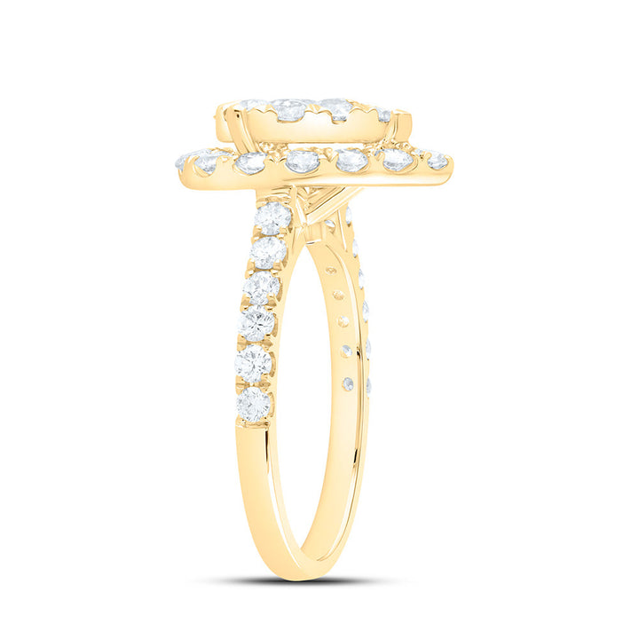 1 7/8CTW-NAT DIA ANA M ELITE 1/4CTW-CRD PEAR SINGLE HALO BRIDAL RING Daisy Joyeria
