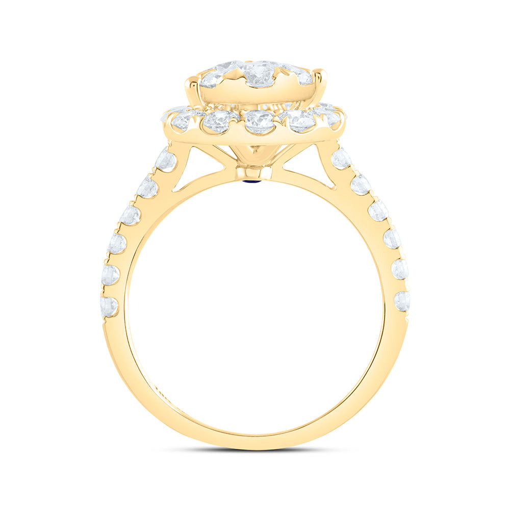 1 7/8CTW-NAT DIA ANA M ELITE 1/4CTW-CRD PEAR SINGLE HALO BRIDAL RING Daisy Joyeria
