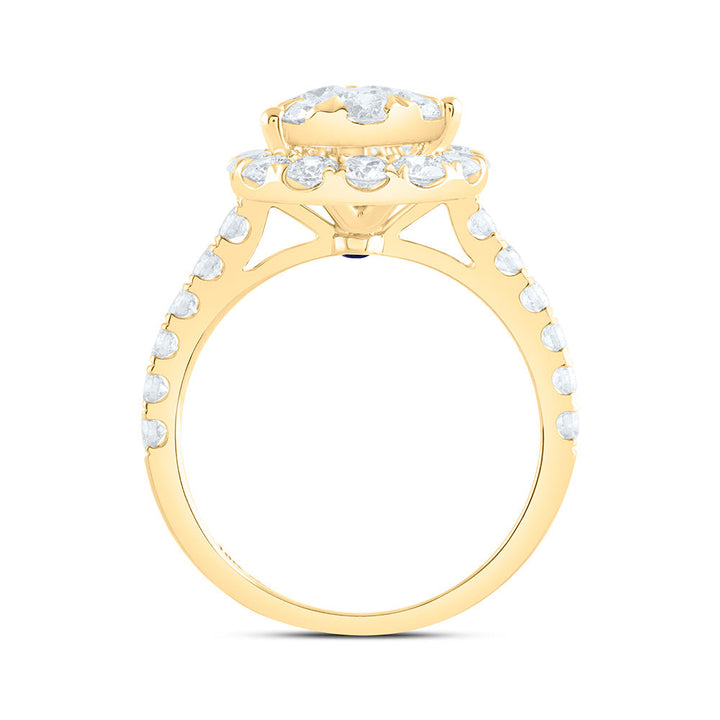 1 7/8CTW-NAT DIA ANA M ELITE 1/4CTW-CRD PEAR SINGLE HALO BRIDAL RING Daisy Joyeria