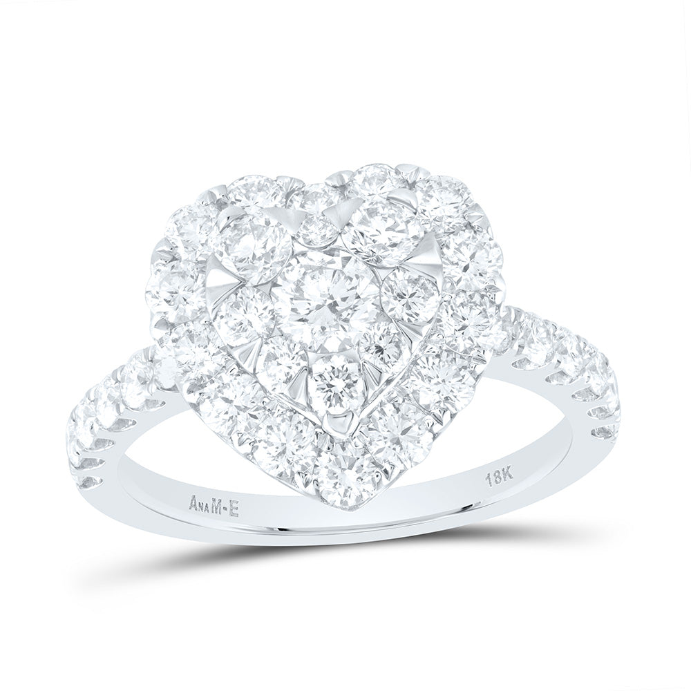 1 7/8CTW-NAT DIA ANA M ELITE 1/4CTW-CRD HEART SINGLE HALO BRIDAL RING Daisy Joyeria