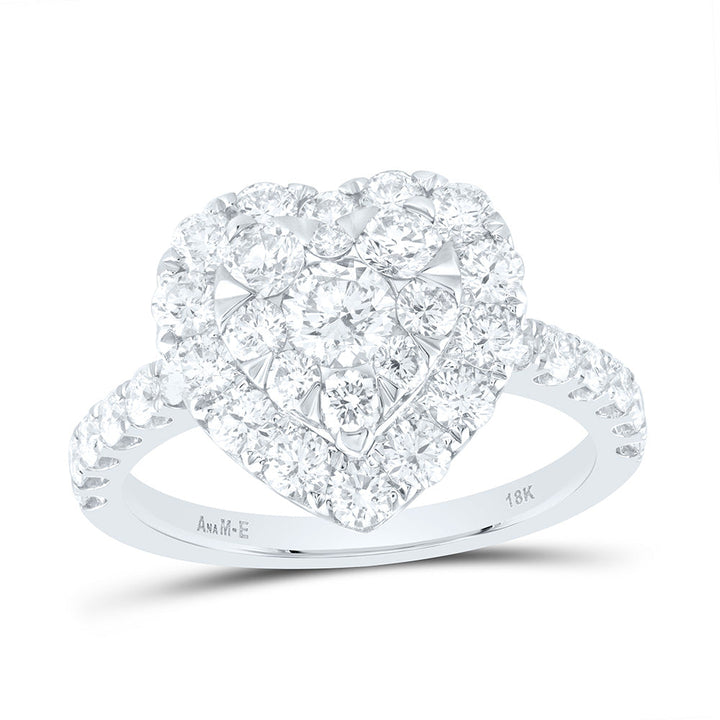 1 7/8CTW-NAT DIA ANA M ELITE 1/4CTW-CRD HEART SINGLE HALO BRIDAL RING Daisy Joyeria