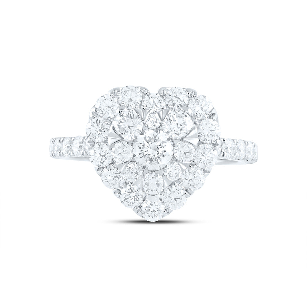 1 7/8CTW-NAT DIA ANA M ELITE 1/4CTW-CRD HEART SINGLE HALO BRIDAL RING Daisy Joyeria
