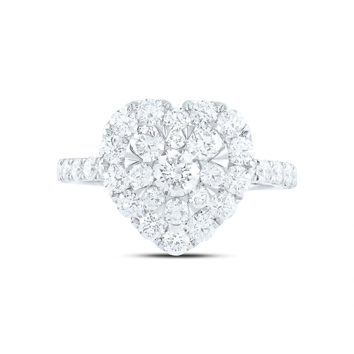 1 7/8CTW-NAT DIA ANA M ELITE 1/4CTW-CRD HEART SINGLE HALO BRIDAL RING Daisy Joyeria