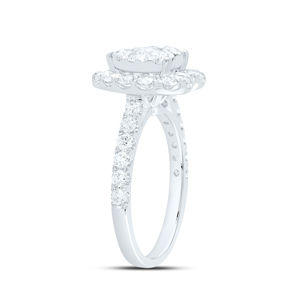 1 7/8CTW-NAT DIA ANA M ELITE 1/4CTW-CRD HEART SINGLE HALO BRIDAL RING Daisy Joyeria