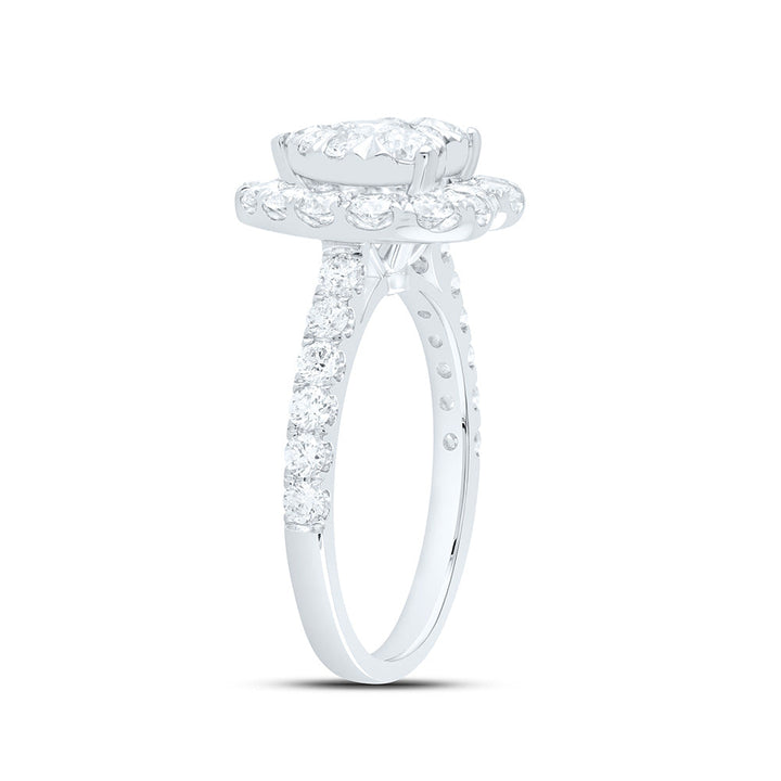 1 7/8CTW-NAT DIA ANA M ELITE 1/4CTW-CRD HEART SINGLE HALO BRIDAL RING Daisy Joyeria