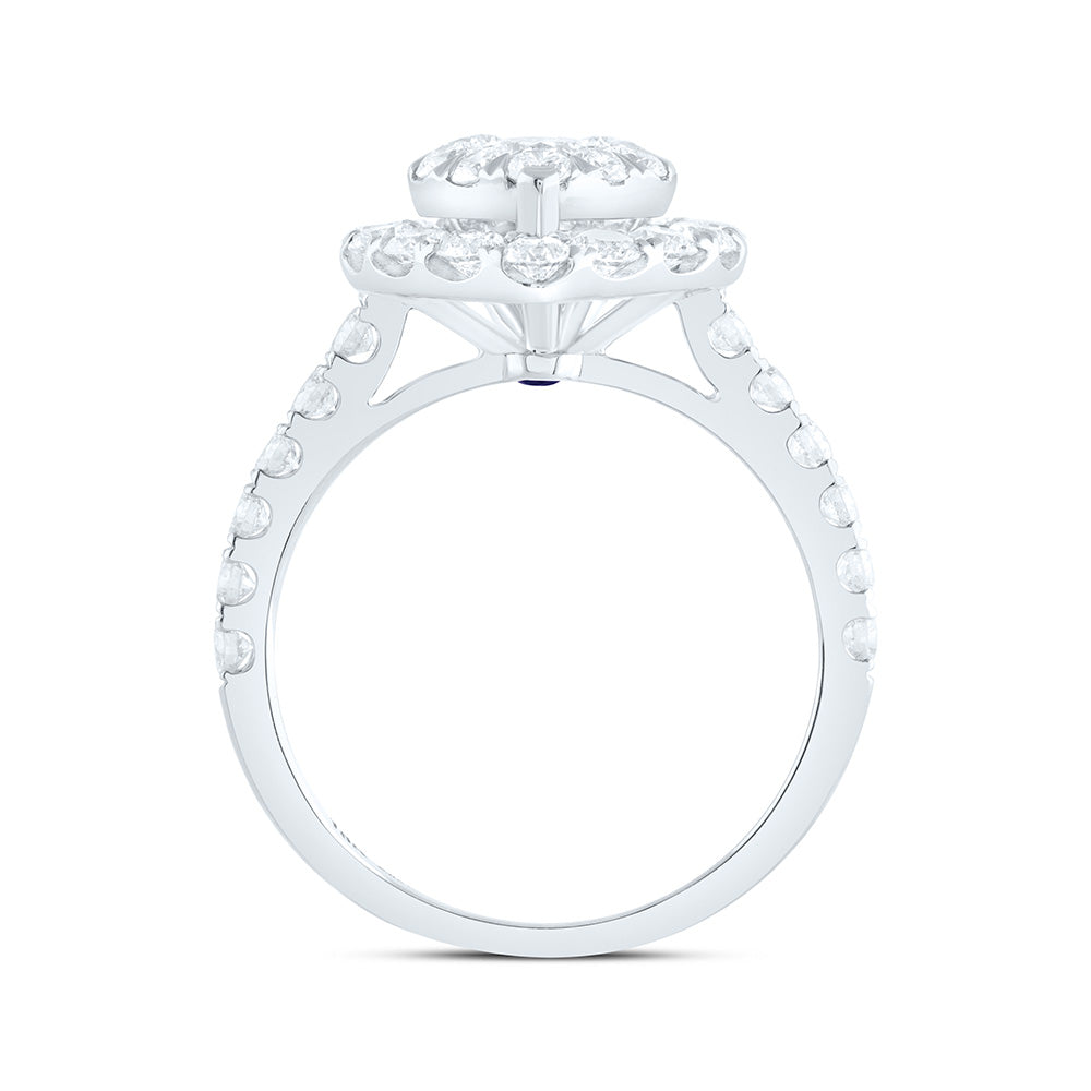 1 7/8CTW-NAT DIA ANA M ELITE 1/4CTW-CRD HEART SINGLE HALO BRIDAL RING Daisy Joyeria