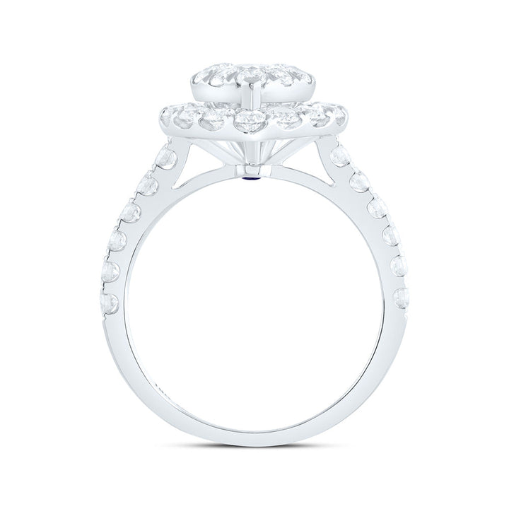 1 7/8CTW-NAT DIA ANA M ELITE 1/4CTW-CRD HEART SINGLE HALO BRIDAL RING Daisy Joyeria