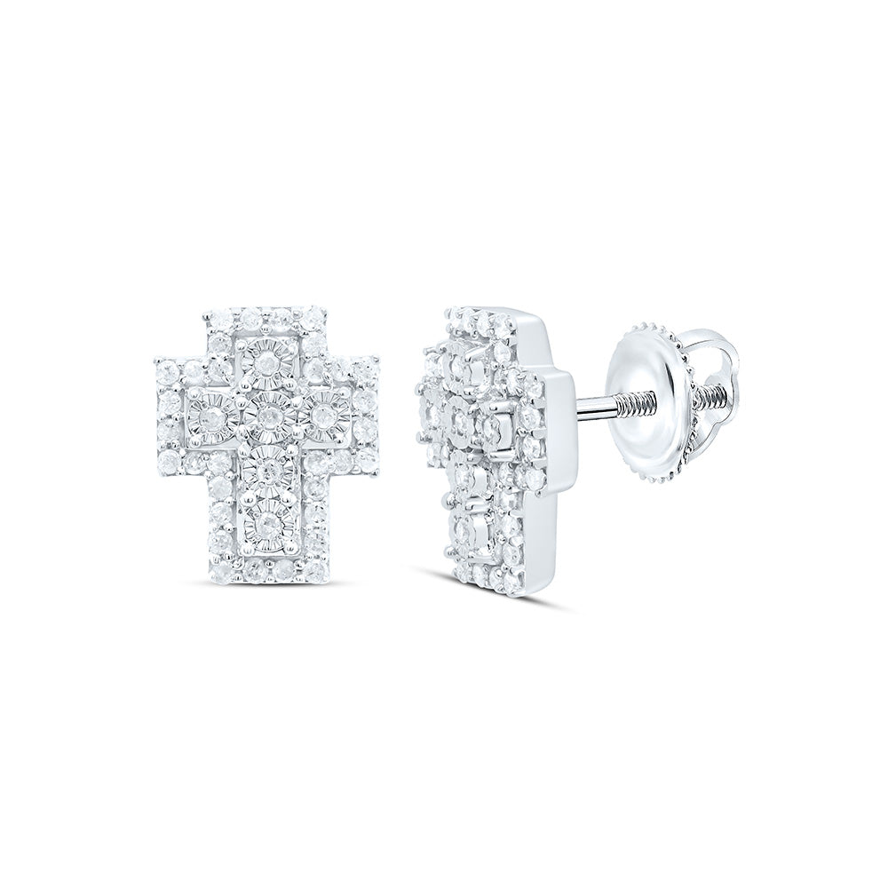 1/3CTW-NAT DIA P3 GIFT CROSS EARRING Daisy Joyeria