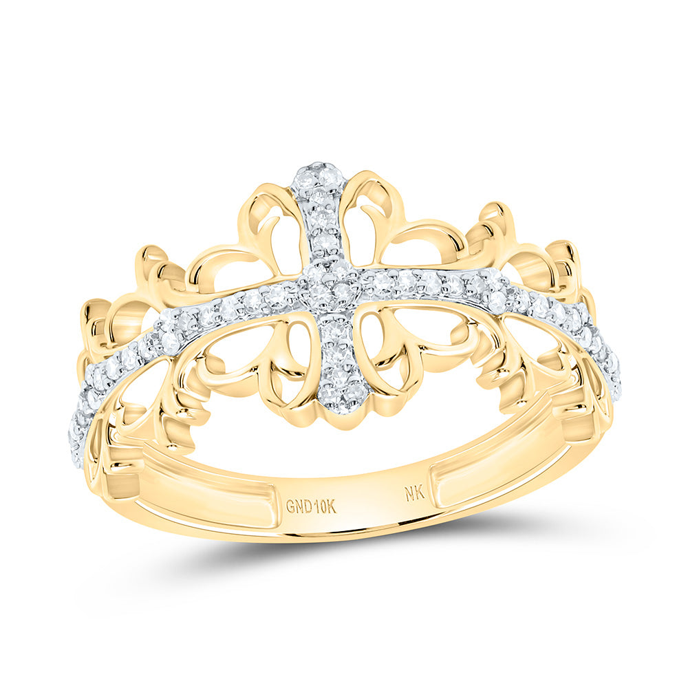1/6CTW-NAT DIA NK CROME CROSS LADIES FASHION RING Daisy Joyeria