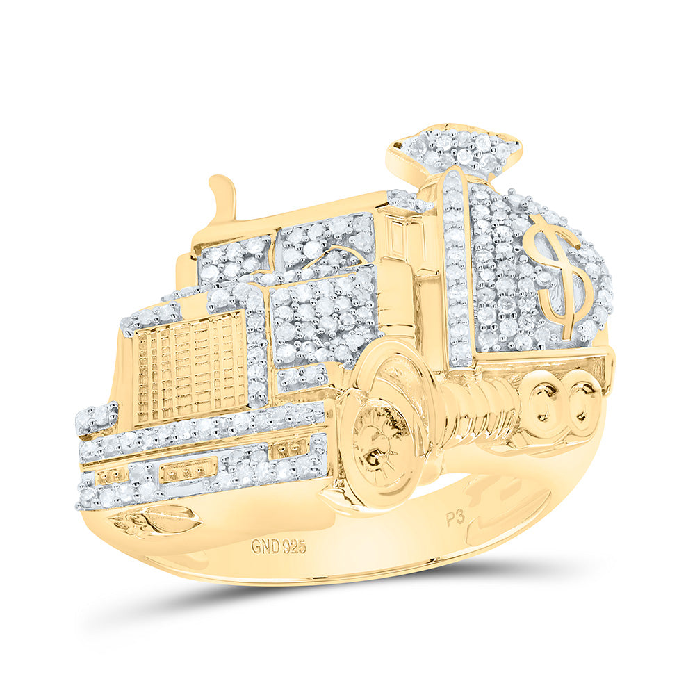 1/2CTW-NAT DIA P3 MONEY BAG TRUCK MENS RING Daisy Joyeria