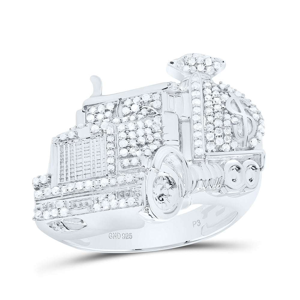 1/2CTW-NAT DIA P3 MONEY BAG TRUCK MENS RING Daisy Joyeria